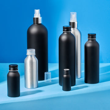 Ασημένια ή μαύρα βιδωτά μπουκάλια αλουμινίου με προαιρετική αντλία ή καπάκια ψεκασμού