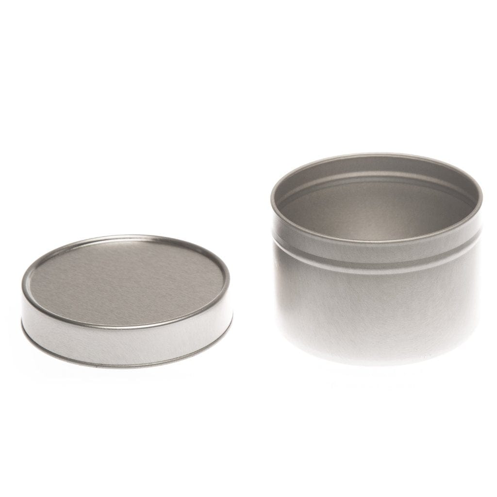 Silver Round Seamless Slip Lid Tin Boxes T0706 with lid removed. - Tinware Direct