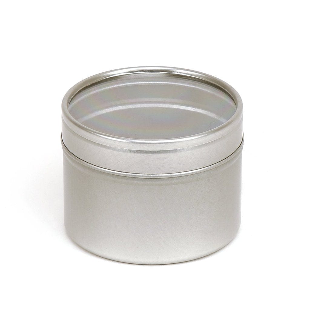 Silver Round Seamless Slip Lid Tins with Windows T0706W - Tinware Direct