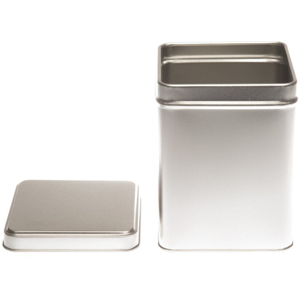 Tall Silver Square Tin Box with Slip Lid T1040 - Tinware Direct