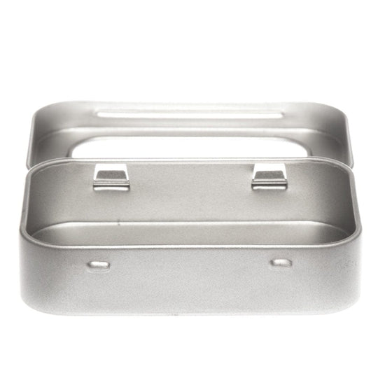 Silver Rectangular Hinged Stationery Tins T4008 - Tinware Direct
