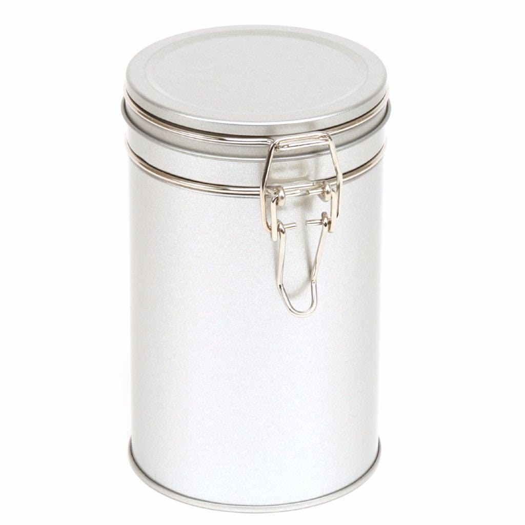 Silver and Black Round Clip Lid Tins T4951 - Tinware Direct